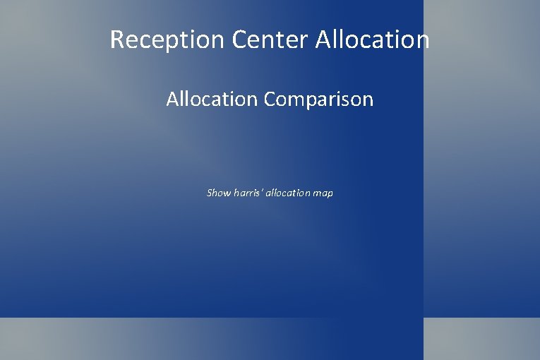 Reception Center Allocation Comparison Show harris' allocation map 