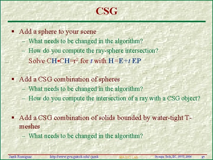 CSG § Add a sphere to your scene – What needs to be changed