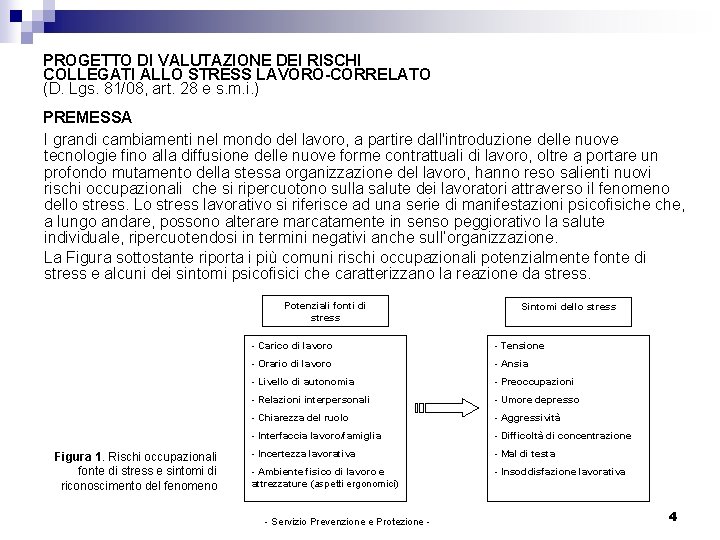 PROGETTO DI VALUTAZIONE DEI RISCHI COLLEGATI ALLO STRESS LAVORO-CORRELATO (D. Lgs. 81/08, art. 28