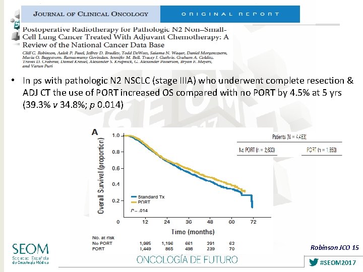  • In ps with pathologic N 2 NSCLC (stage IIIA) who underwent complete