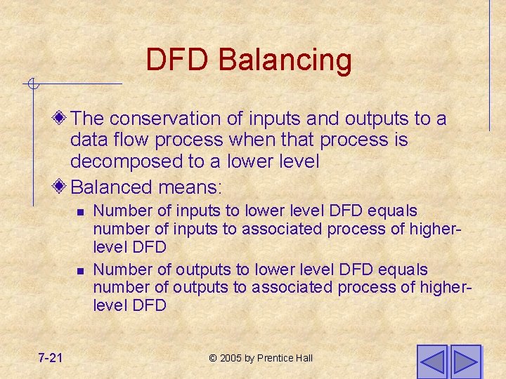 DFD Balancing The conservation of inputs and outputs to a data flow process when DFD Balancing The conservation of inputs and outputs to a data flow process when