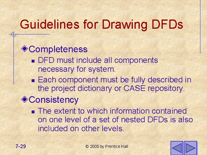 Guidelines for Drawing DFDs Completeness n n DFD must include all components necessary for Guidelines for Drawing DFDs Completeness n n DFD must include all components necessary for