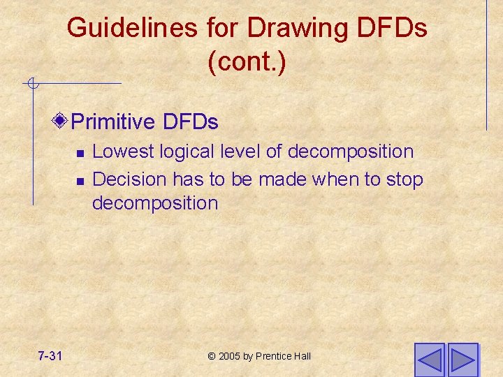 Guidelines for Drawing DFDs (cont. ) Primitive DFDs n n 7 -31 Lowest logical Guidelines for Drawing DFDs (cont. ) Primitive DFDs n n 7 -31 Lowest logical