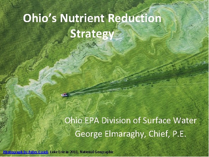 Ohio’s Nutrient Reduction Strategy Ohio EPA Division of Surface Water George Elmaraghy, Chief, P.