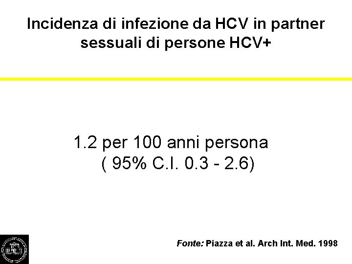 Incidenza di infezione da HCV in partner sessuali di persone HCV+ 1. 2 per