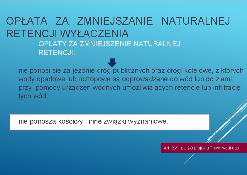 OPŁATA ZA ZMNIEJSZANIE NATURALNEJ RETENCJI WYŁĄCZENIA OPŁATY ZA ZMNIEJSZENIE NATURALNEJ RETENCJI: nie ponosi się