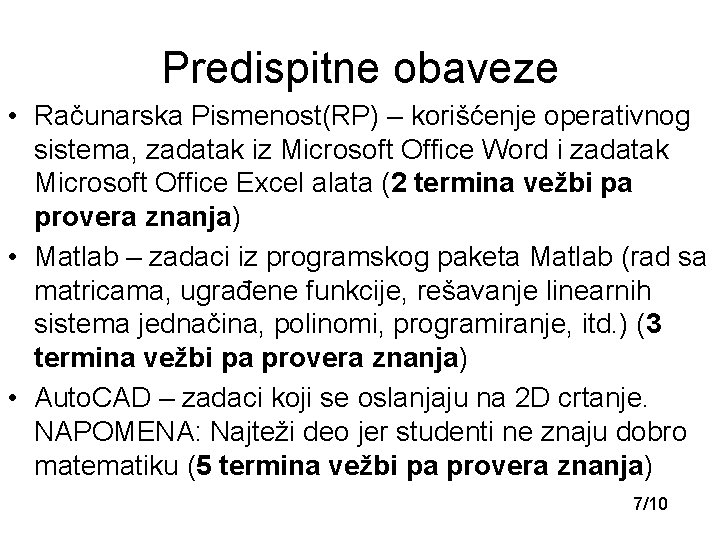 Predispitne obaveze • Računarska Pismenost(RP) – korišćenje operativnog sistema, zadatak iz Microsoft Office Word