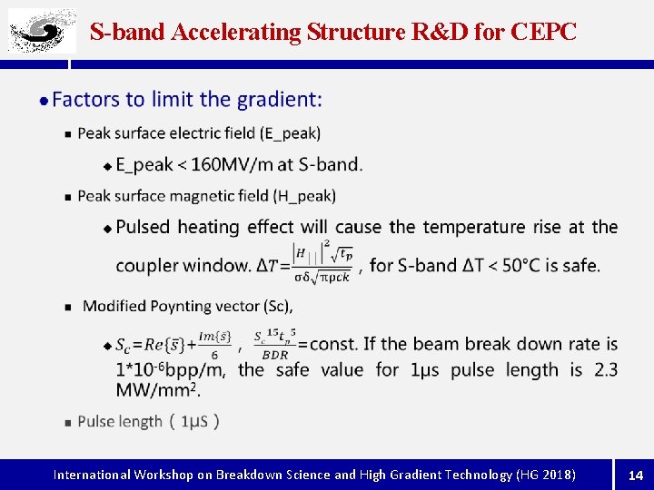 S-band Accelerating Structure R&D for CEPC l International Workshop on Breakdown Science and High