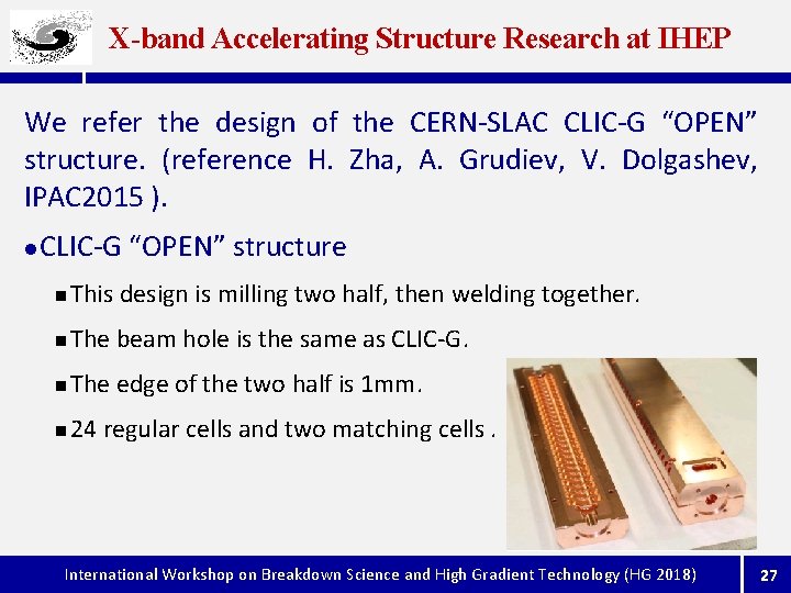 X-band Accelerating Structure Research at IHEP We refer the design of the CERN-SLAC CLIC-G