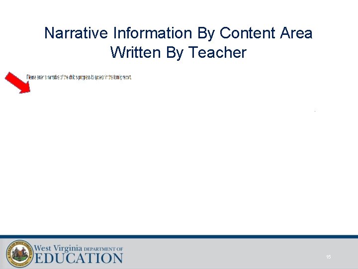 Narrative Information By Content Area Written By Teacher 15 