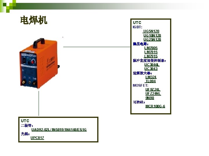 电焊机 UTC IGBT: UG 5 N 120 UG 10 N 120 UG 25 N