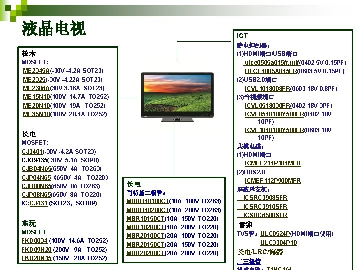 液晶电视 ICT 松木 MOSFET: ME 2345 A(-30 V -4. 2 A SOT 23) ME