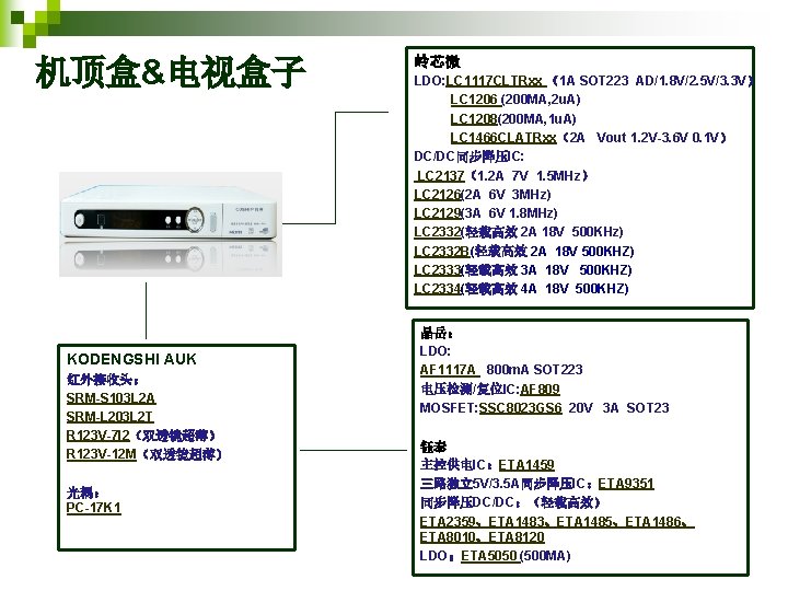 机顶盒&电视盒子 KODENGSHI AUK 红外接收头: SRM-S 103 L 2 A SRM-L 203 L 2 T 机顶盒&电视盒子 KODENGSHI AUK 红外接收头: SRM-S 103 L 2 A SRM-L 203 L 2 T