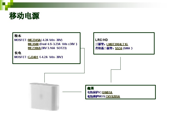 移动电源 松木 LRC/HD MOSFET : ME 2345 A(-4. 2 A Vds -30 V) ME