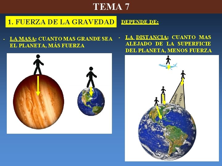 TEMA 7 1. FUERZA DE LA GRAVEDAD - LA MASA: CUANTO MAS GRANDE SEA TEMA 7 1. FUERZA DE LA GRAVEDAD - LA MASA: CUANTO MAS GRANDE SEA