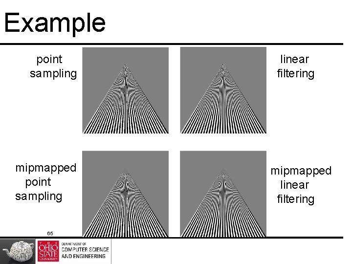 Example point sampling mipmapped point sampling 65 linear filtering mipmapped linear filtering 