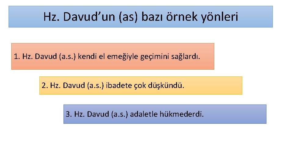 Hz. Davud’un (as) bazı örnek yönleri 1. Hz. Davud (a. s. ) kendi el