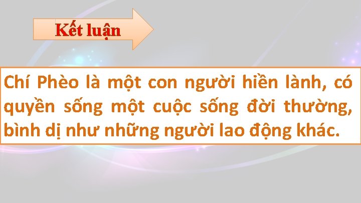 Kết luận Chí Phèo là một con người hiền lành, có quyền sống một