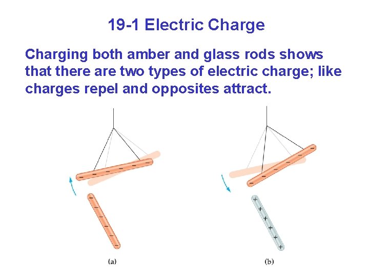 19 -1 Electric Charge Charging both amber and glass rods shows that there are