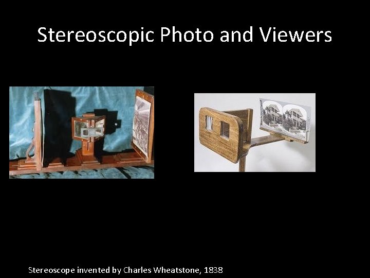 Stereoscopic Photo and Viewers Stereoscope invented by Charles Wheatstone, 1838 
