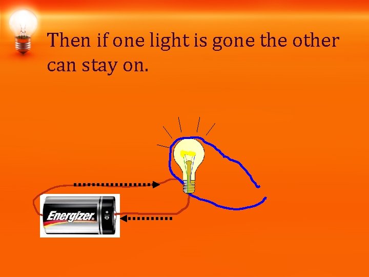 Then if one light is gone the other can stay on. Then if one light is gone the other can stay on.
