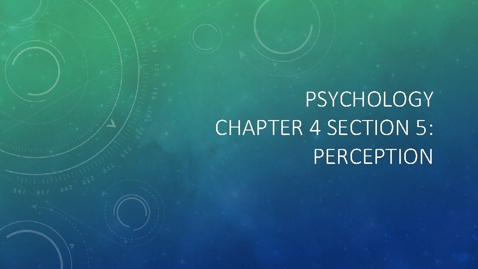 PSYCHOLOGY CHAPTER 4 SECTION 5: PERCEPTION 