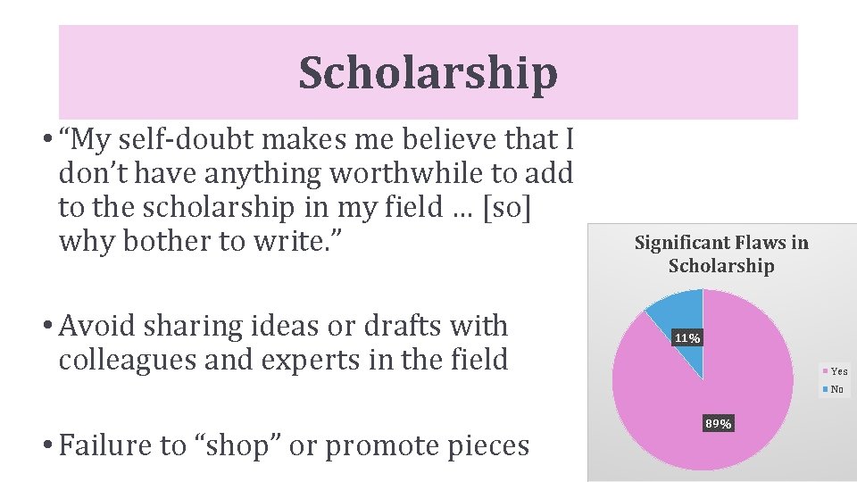Scholarship • “My self-doubt makes me believe that I don’t have anything worthwhile to