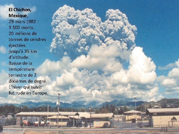 El Chichon, Mexique, 29 mars 1982 : 3 500 morts. 20 millions de tonnes