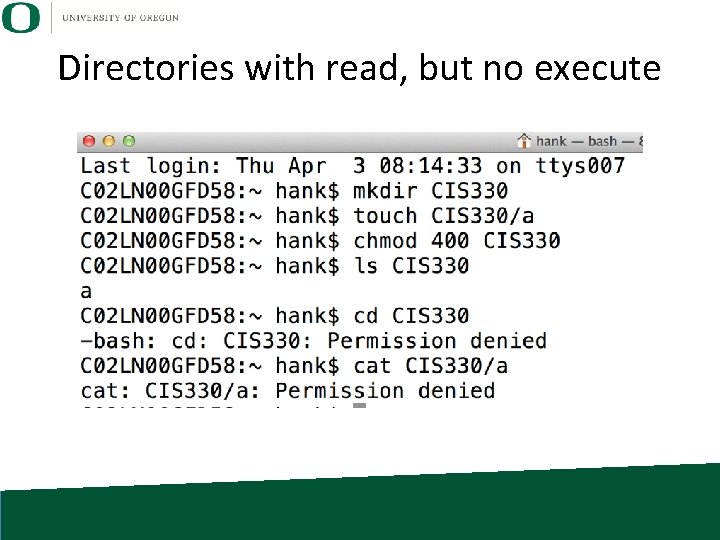 Directories with read, but no execute 