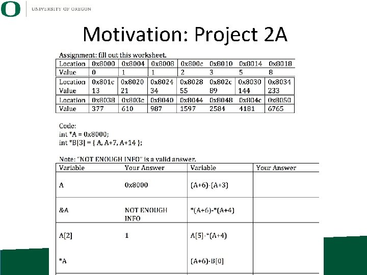 Motivation: Project 2 A 