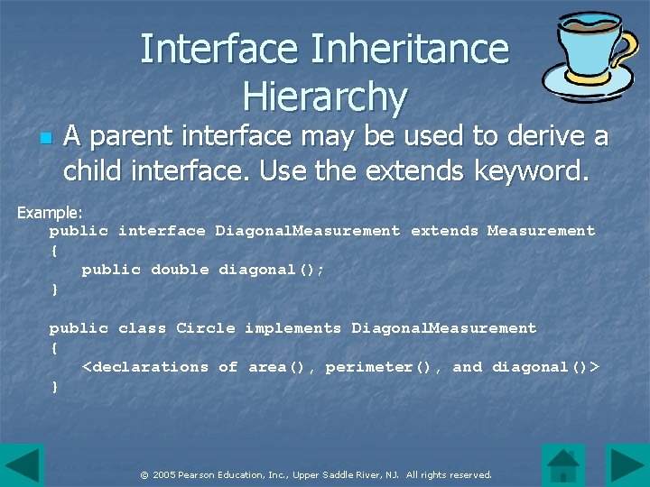 Interface Inheritance Hierarchy n A parent interface may be used to derive a child