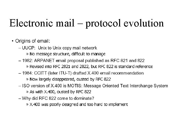 Electronic mail – protocol evolution 