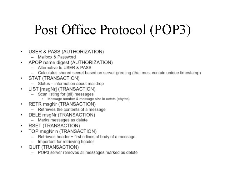 Post Office Protocol (POP 3) 