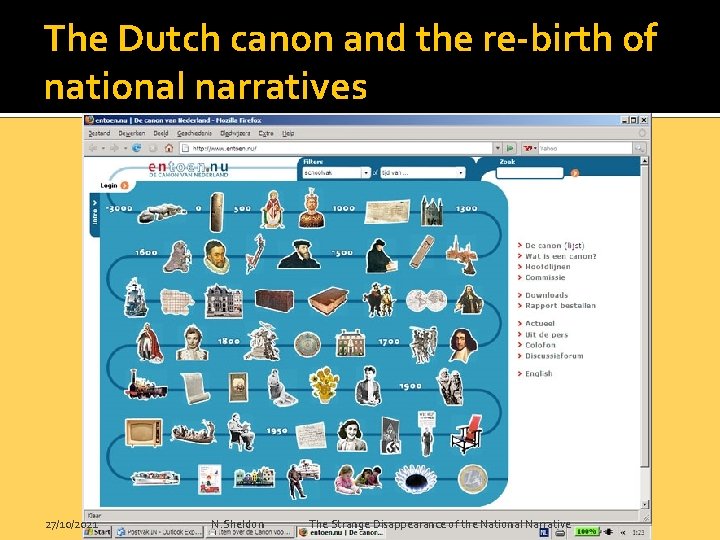 The Dutch canon and the re-birth of national narratives 27/10/2021 N. Sheldon The Strange