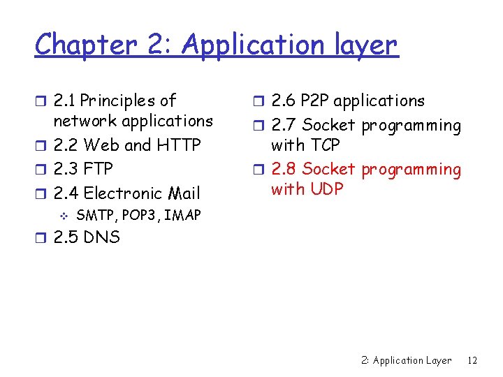 Chapter 2: Application layer r 2. 1 Principles of network applications r 2. 2