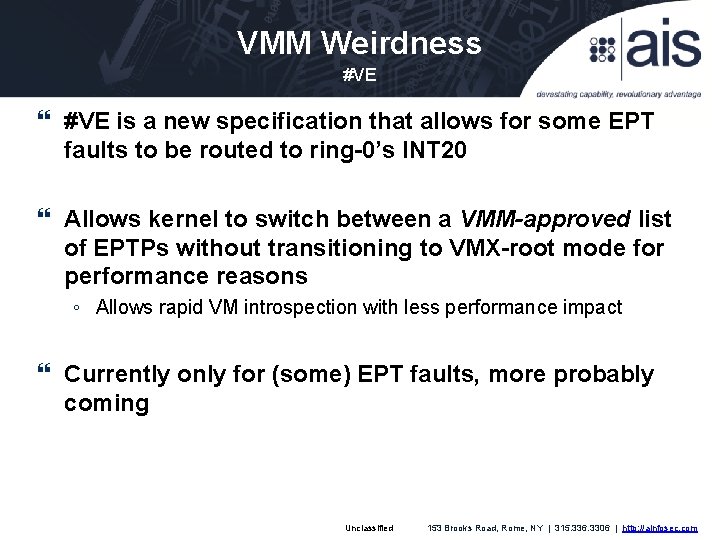 VMM Weirdness #VE is a new specification that allows for some EPT faults to