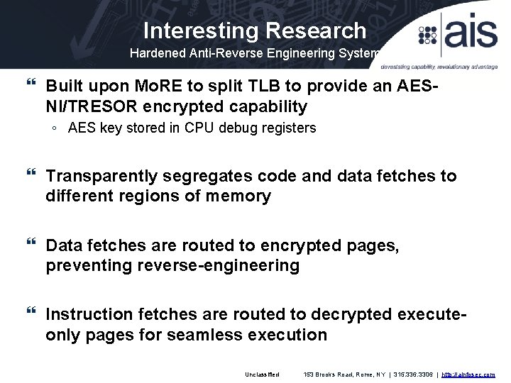 Interesting Research Hardened Anti-Reverse Engineering System Built upon Mo. RE to split TLB to