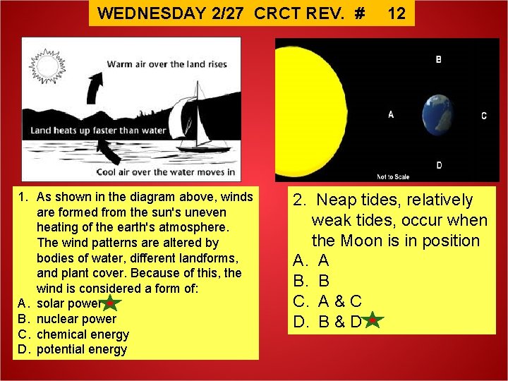 WEDNESDAY 2/27 CRCT REV. # 1. As shown in the diagram above, winds are