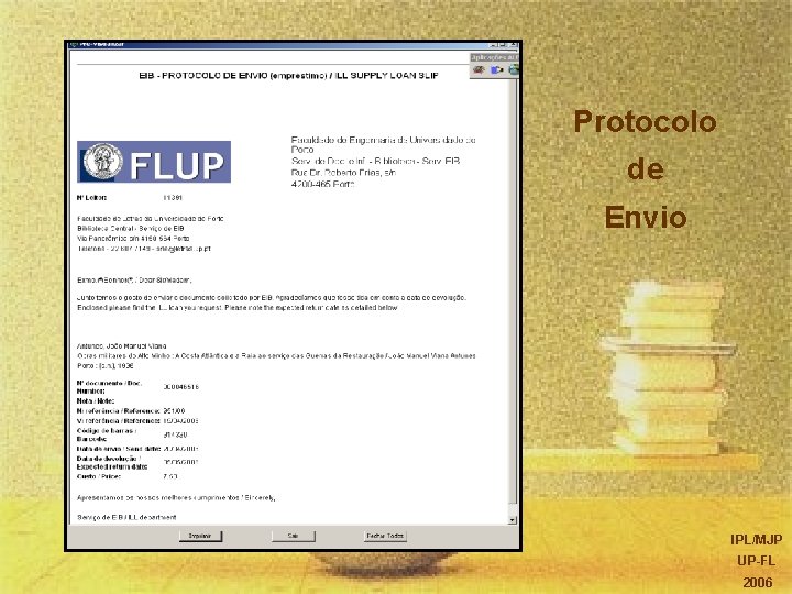 Protocolo de Envio IPL/MJP UP-FL 2006 