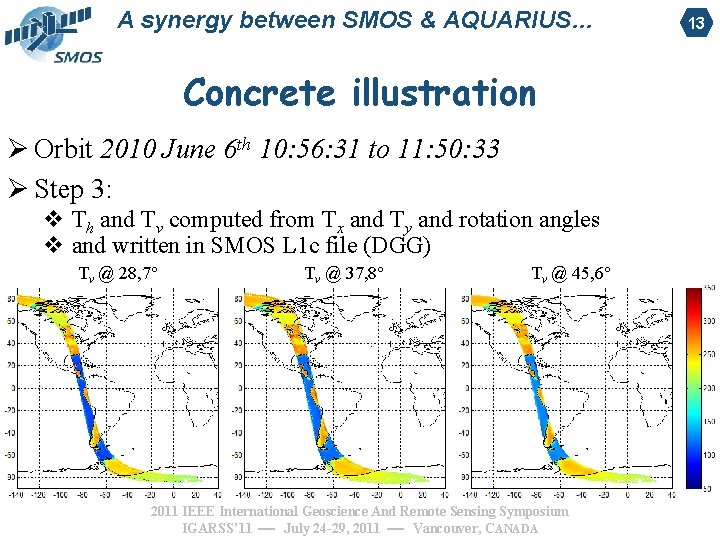 A synergy between SMOS & AQUARIUS… Concrete illustration Ø Orbit 2010 June 6 th