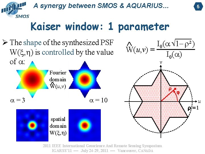 A synergy between SMOS & AQUARIUS… 5 Kaiser window: 1 parameters Ø The shape