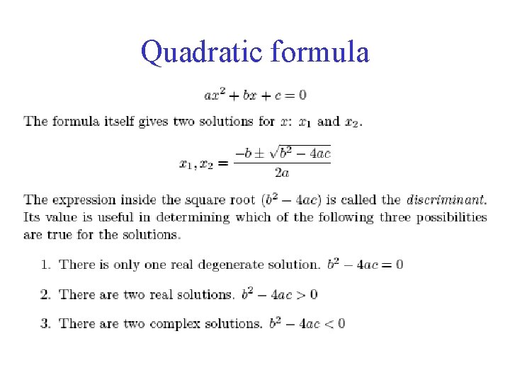 Quadratic formula 