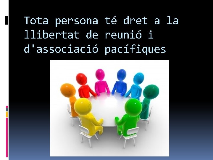 Tota persona té dret a la llibertat de reunió i d'associació pacífiques 