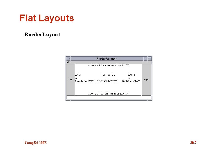 Flat Layouts Border. Layout Comp. Sci 100 E 30. 7 