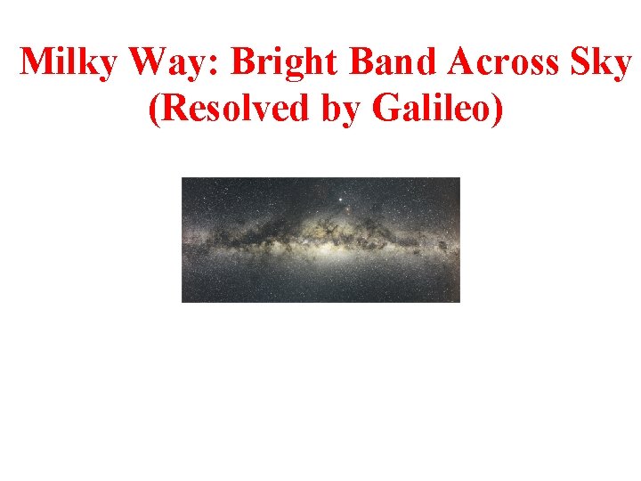 Milky Way: Bright Band Across Sky (Resolved by Galileo) 