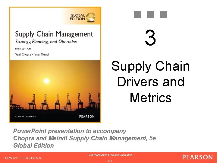 3 Supply Chain Drivers and Metrics Power. Point presentation to accompany Chopra and Meindl