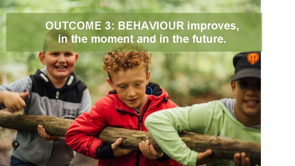 OUTCOME 3: BEHAVIOUR improves, in the moment and in the future. 