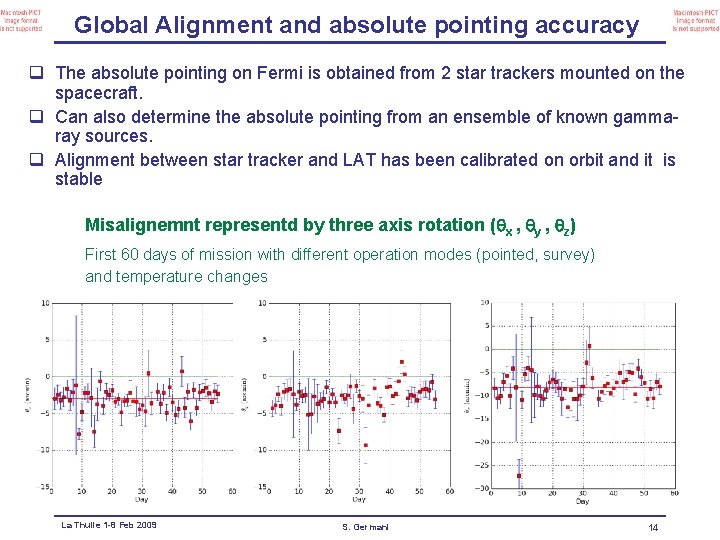 Global Alignment and absolute pointing accuracy q The absolute pointing on Fermi is obtained