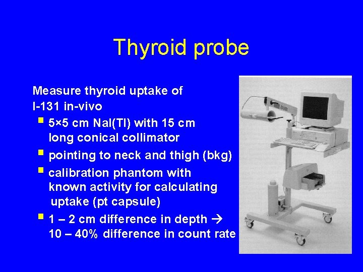 Thyroid probe Measure thyroid uptake of I-131 in-vivo § 5× 5 cm Na. I(Tl)