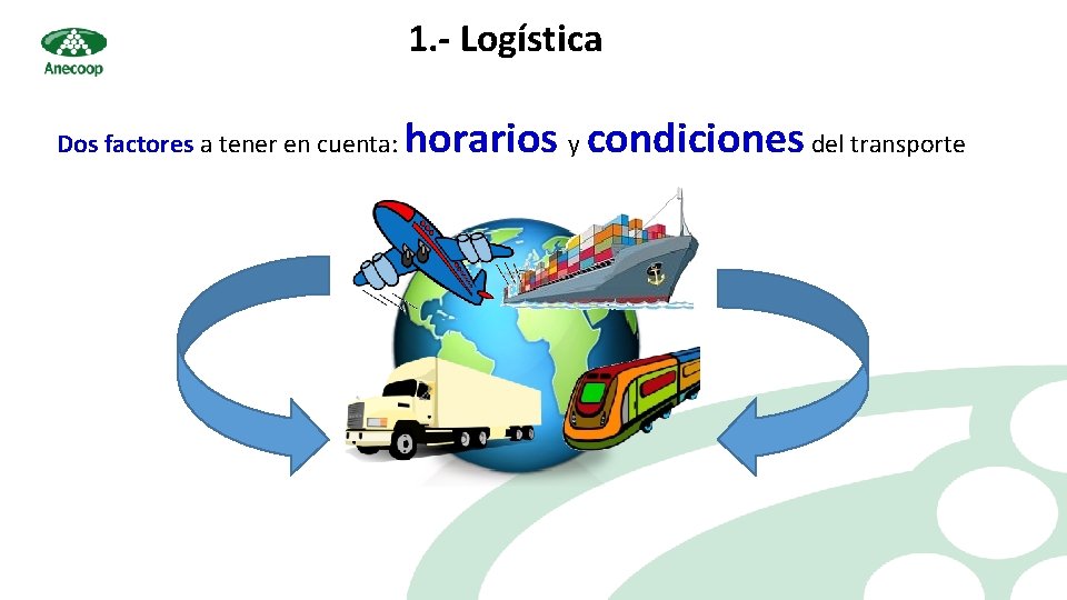 1. - Logística Dos factores a tener en cuenta: horarios y condiciones del transporte